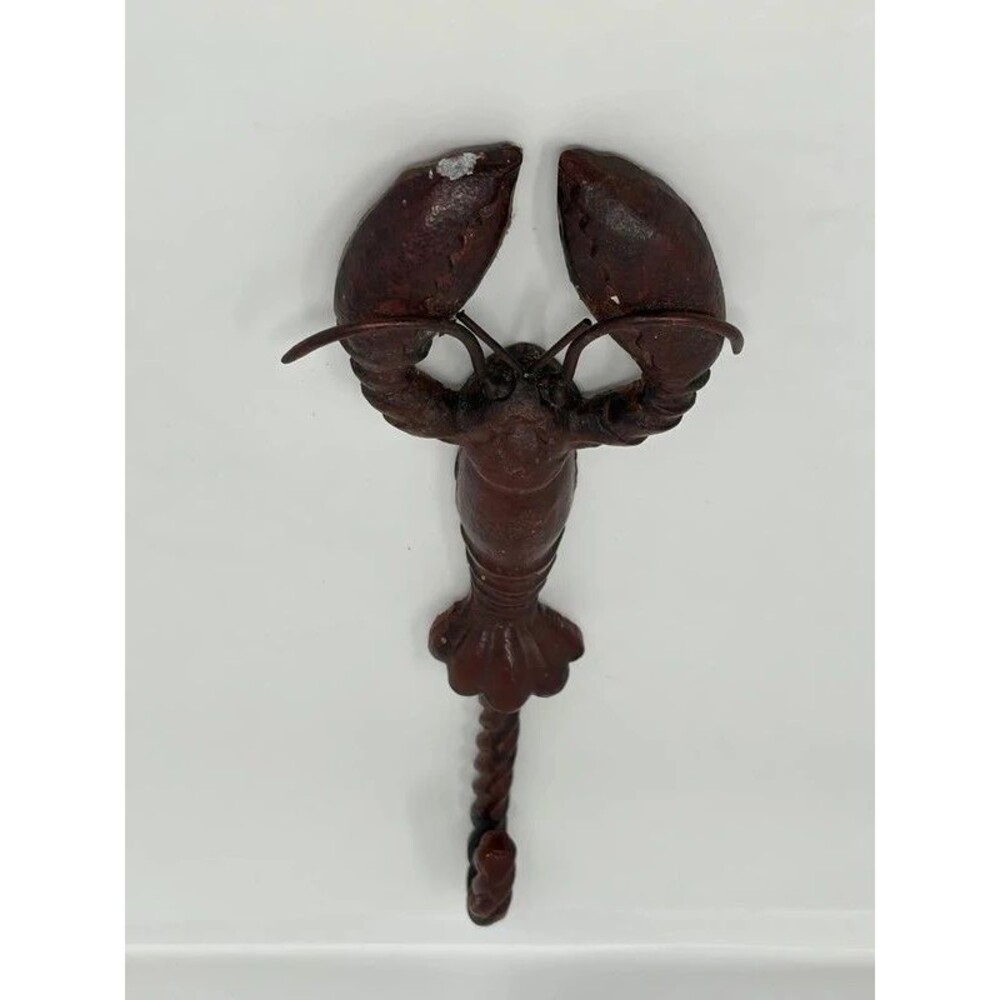 Vintage Metal Lobster Wall Hook Coastal Nautical Towel Hanger Cast Iron